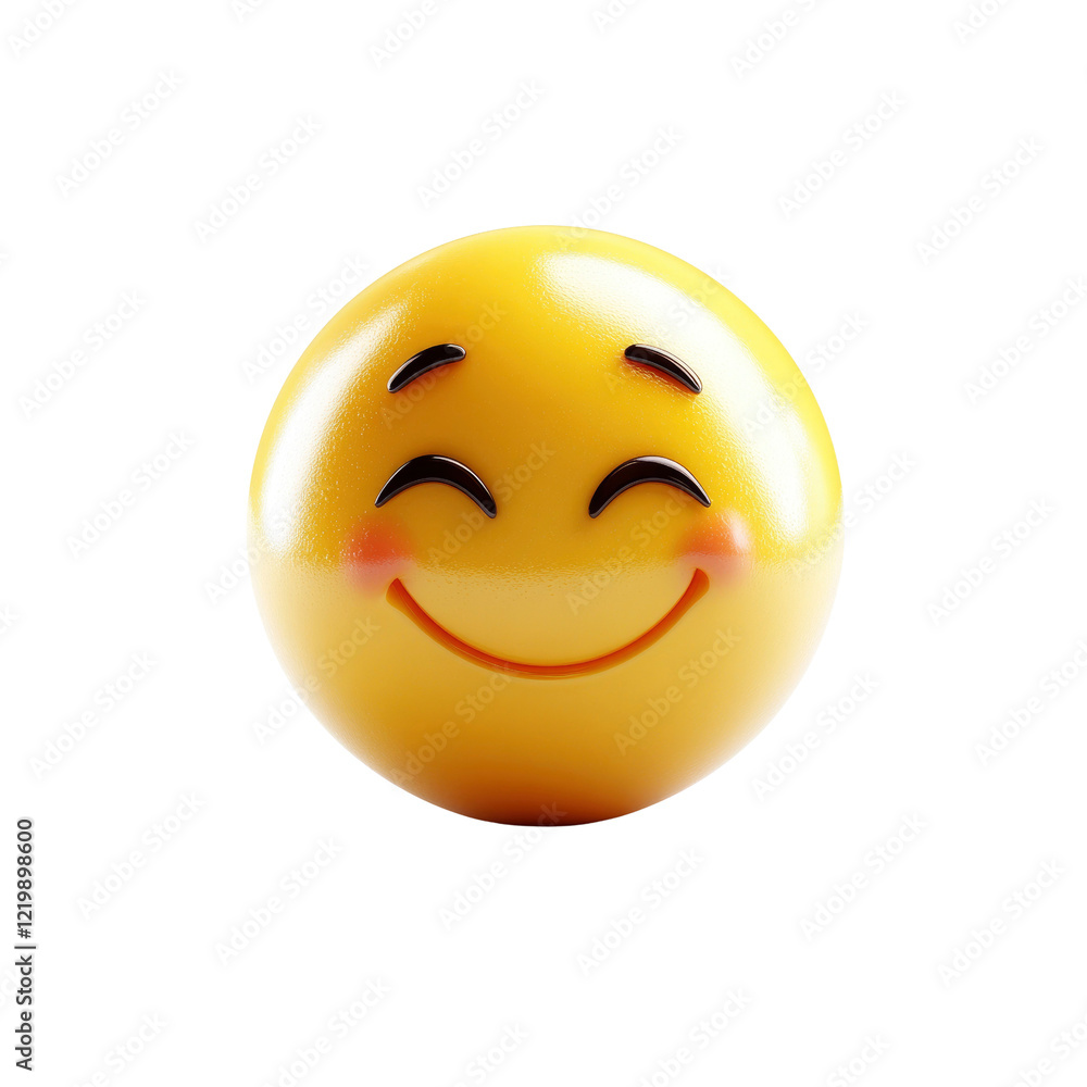 Fototapeta premium 3D Render of a Happy Smiling Emoji with Blushing Cheeks