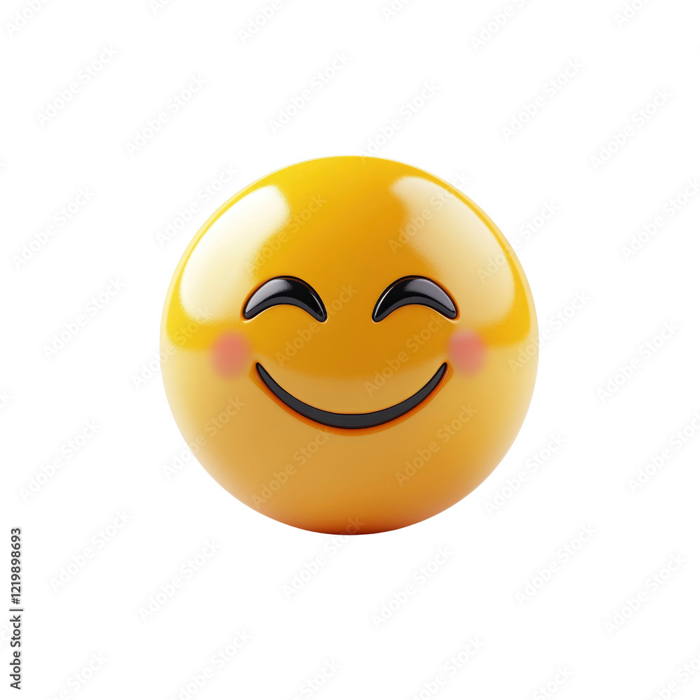 Fototapeta premium 3D Render of a Happy Emoji with Blushing Cheeks