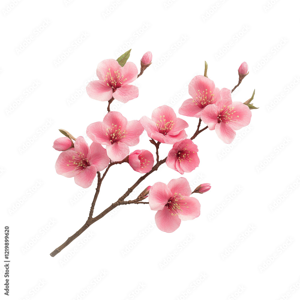 Delicate Pink Cherry Blossom Branch Isolated on Black Delicate Pink Cherry Blossom Branch Isolated on Black