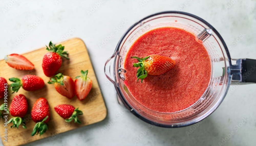 Fresh strawberry smoothie in a blender. Healthy and delicious! Fresh strawberry smoothie in a blender. Healthy and delicious!