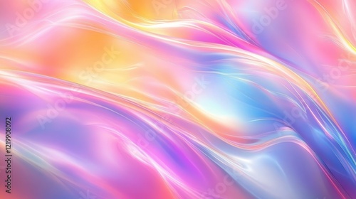 Wallpaper Mural Iridescent Abstract Design with Dreamlike Atmosphere and Smooth Curves in Neon Pastel Colors Torontodigital.ca