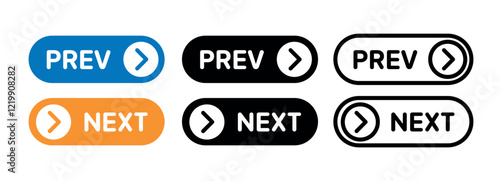 Previous and next icon navigation buttons. Prev, next. Can used for web design element, social media feed, prsentation, etc