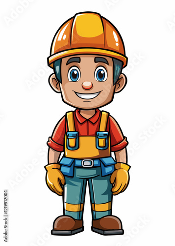 Construction worker, factory worker, craftsman isolated black outline vector illustration, white background