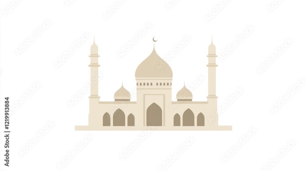 Fototapeta premium Serene Mosque: A Minimalist Architectural Illustration