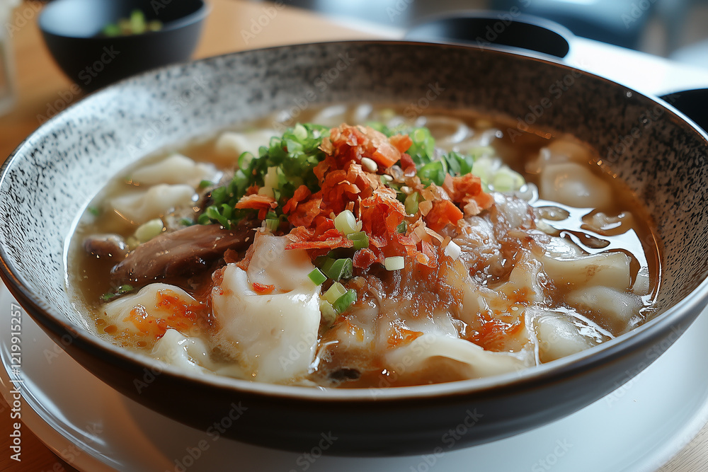 Savory Asian Noodle Soup with Spicy Garnish Savory Asian Noodle Soup with Spicy Garnish