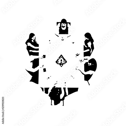 People Playing Cards Vector Logo Design