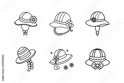 spring bonnet icon line art vector illustration