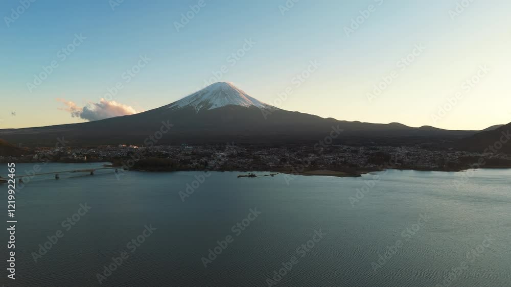 4K Aerial Mt Fuji Volcano Mountain Japan Vacation Sunset 4K Aerial Mt Fuji Volcano Mountain Japan Vacation Sunset