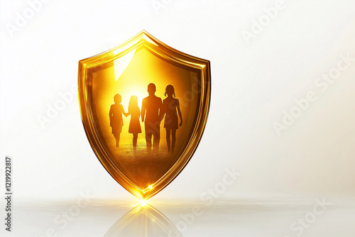 UNITED IN PROTECTION, TOGETHER FOREVER!. The shield offers a strong metaphor for protection, emphasizing the stability insurance brings to families.

 photo