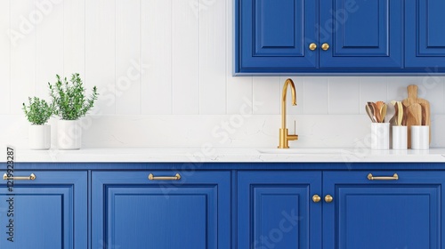 Wallpaper Mural A blue kitchen with a sink and a faucet Torontodigital.ca