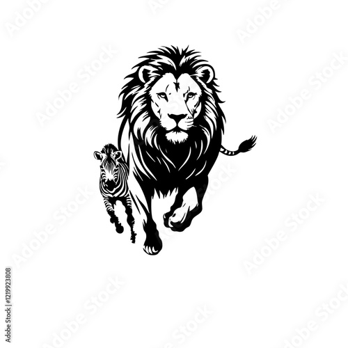Lion-Zebra Hybrid Vector Logo Design