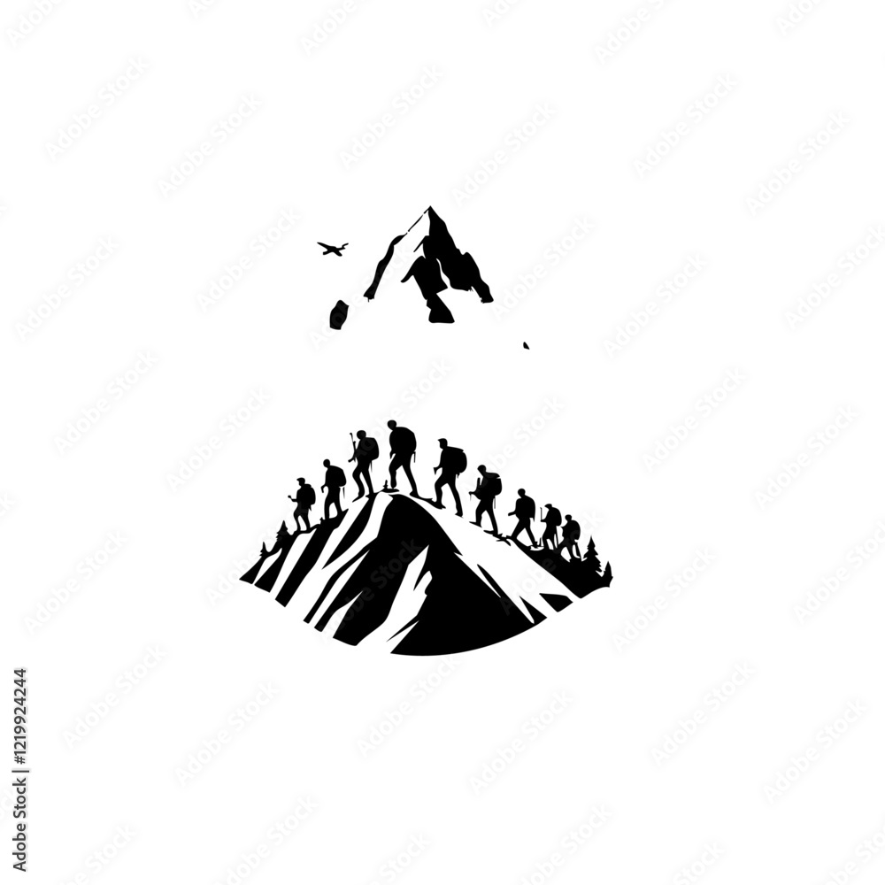 Obraz premium Mountain Climbers Vector Logo Design