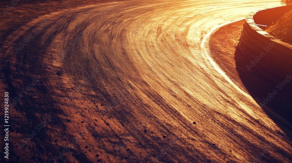 Obraz premium Aerial Perspective of Curving Track at Sunset