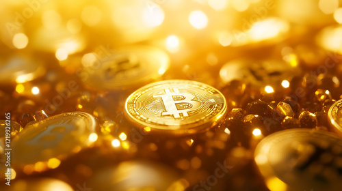 Close-Up of a Bitcoin Coin with Detailed Engraving and Golden Finish