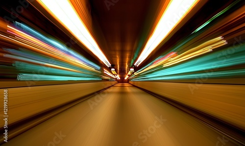 Wallpaper Mural Blurred motion of lights in tunnel, fast movement, transportation, urban commute, dynamic energy Torontodigital.ca