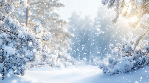 Wallpaper Mural A snowy forest with snow falling from the trees Torontodigital.ca