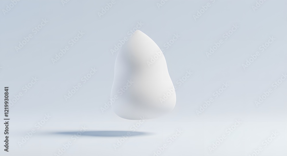 Abstract White Form on Light Blue Background: A Minimalist 3D Render