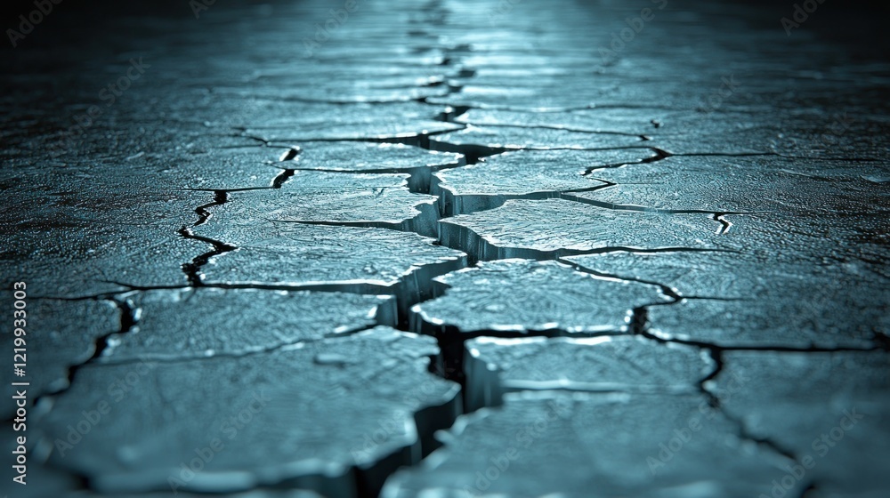 Obraz premium Cracked Earth: A Deep Blue Abyss