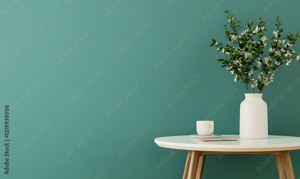 Decorative vase with fresh flowers on table stylish room interior design modern aesthetic close-up view Decorative vase with fresh flowers on table stylish room interior design modern aesthetic close-up view