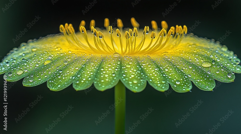 Close-up of a vibrant, dew-covered flower petal. Close-up of a vibrant, dew-covered flower petal.
