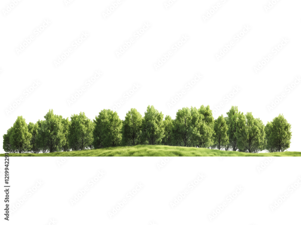 Fototapeta premium Green trees in the forest isolated on white background