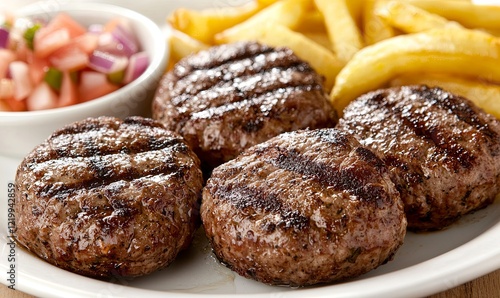 Wallpaper Mural Grilled mini burgers with fries and salsa Torontodigital.ca