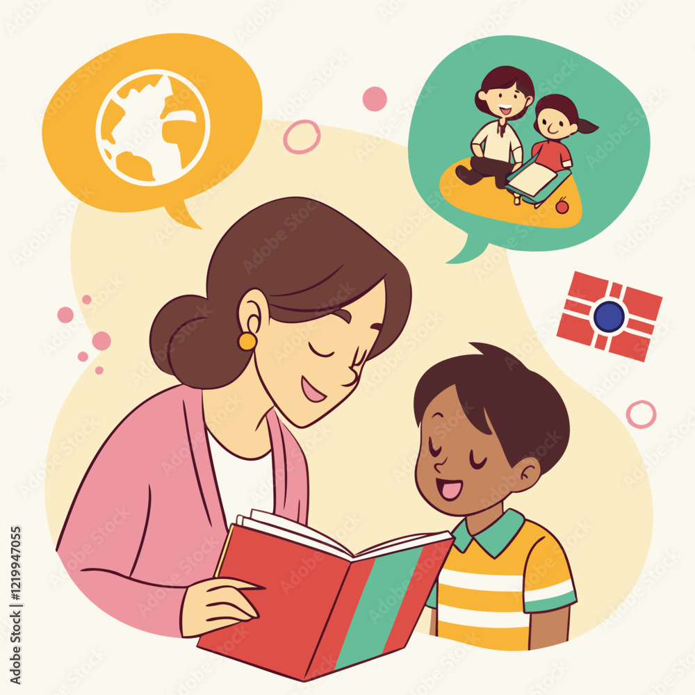 Mother and son International mother language day Mother and son International mother language day