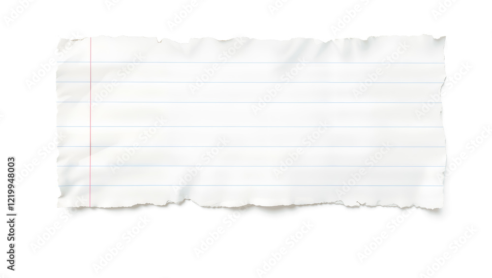Obraz premium A torn, textured, lined paper sheet, ideal for artistic backgrounds or note-related concepts. Generative AI