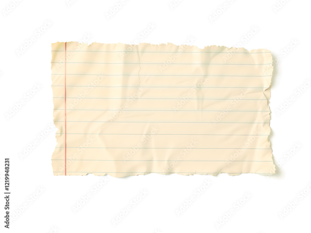 Fototapeta premium A vintage lined paper sheet, torn edges, ideal for backgrounds or creative designs. Generative AI