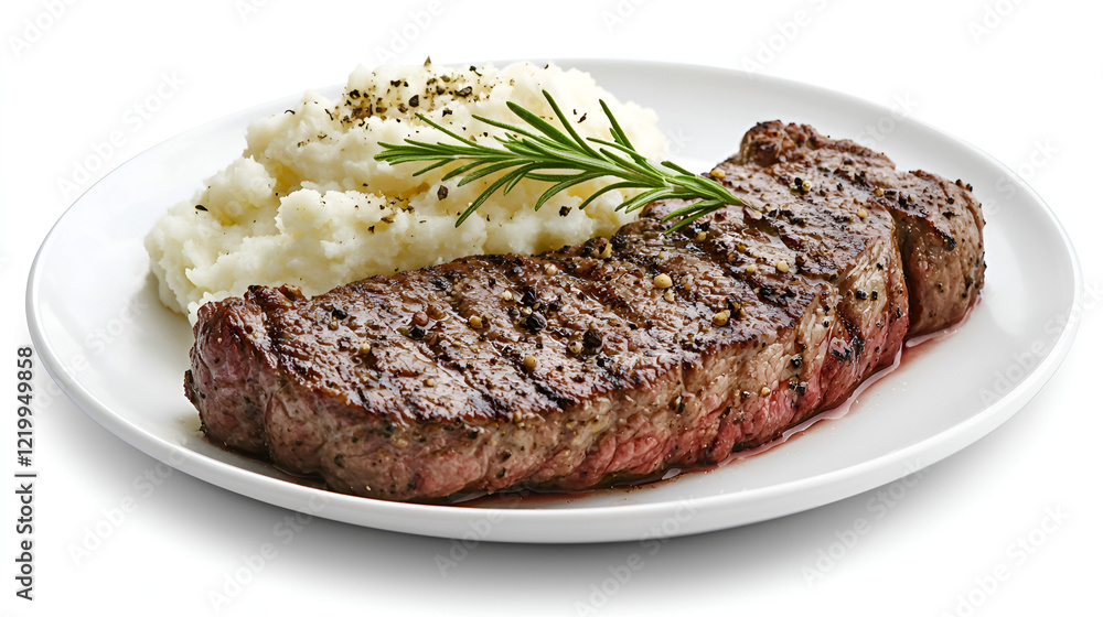 Grilled steak with creamy mashed potatoes, a classic and delicious meal. Grilled steak with creamy mashed potatoes, a classic and delicious meal.