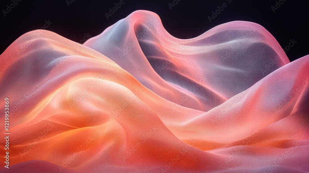 Obraz premium Flowing silk fabric, studio shot, dark background, design element