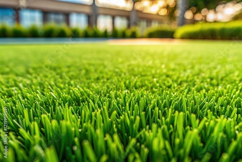 Lush Green Artificial Turf Background with Ample Copy Space - Perfect for Mockups and Designs