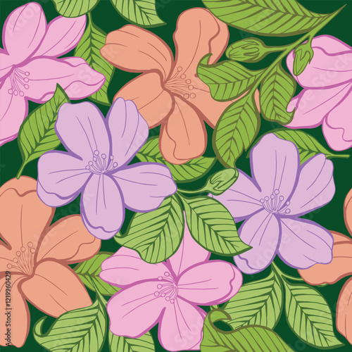 Colorful jasmine seamless pattern, digital pattern design