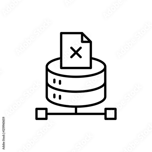 Corrupted file database outline icons, minimalist vector illustration ,simple transparent graphic element .Isolated on white background