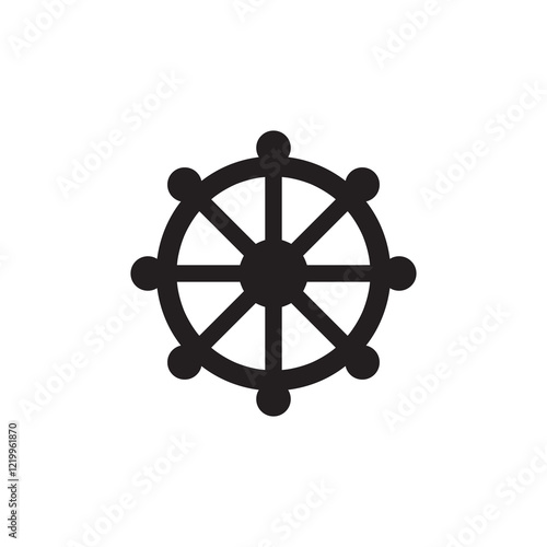 Wheel of Dharma Buddhism icon.vector flat black simple trendy style illustration for web and app..eps