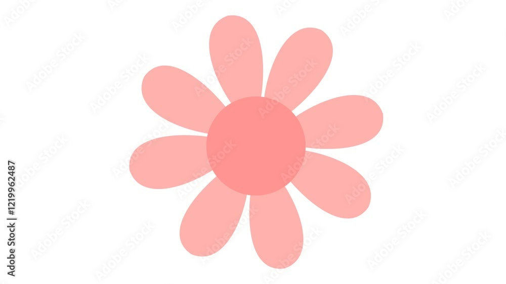 A rotating pink flower in a cartoon animation. Spring bloom symbol. Alpha channel. Seamless looping. Suitable for Natural loading video element content A rotating pink flower in a cartoon animation. Spring bloom symbol. Alpha channel. Seamless looping. Suitable for Natural loading video element content