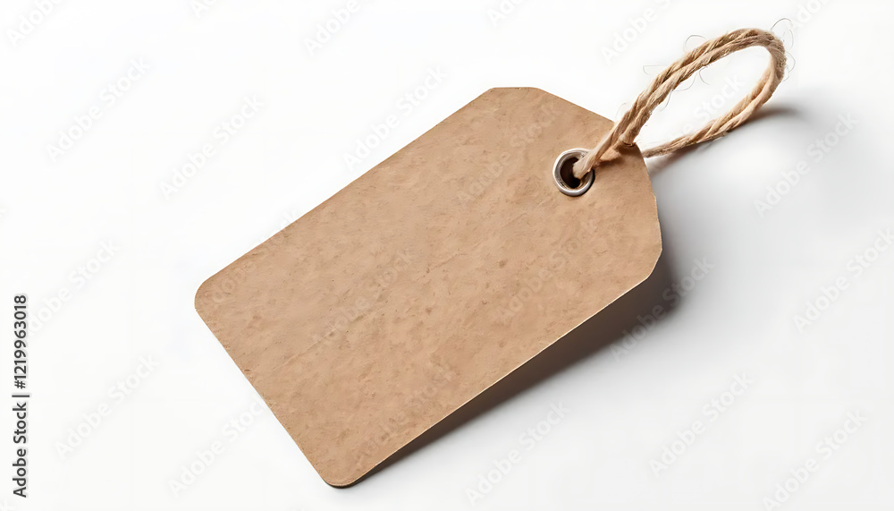 Fototapeta premium Blank Kraft Paper Gift Tag with Jute String