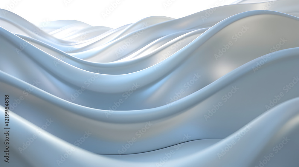 Fototapeta premium Abstract waves in soft blue tones create a serene and fluid visual effect.