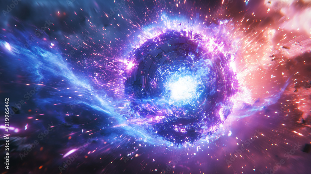 Fototapeta premium Cosmic Energy Explosion Vibrant Nebula In Space