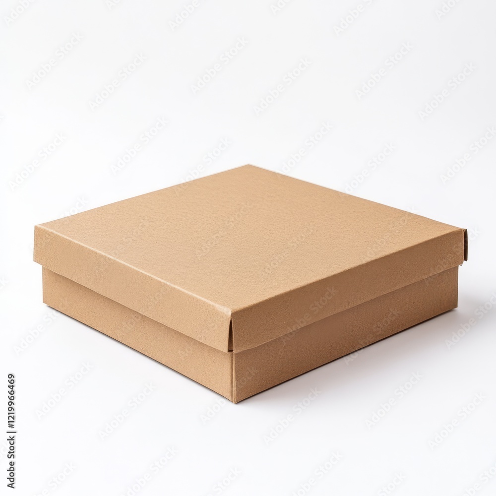 Square brown cardboard gift box isolated on white background. Square brown cardboard gift box isolated on white background.