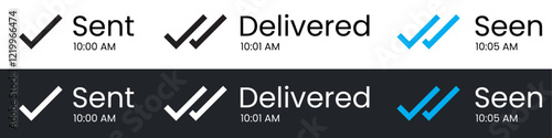 message sent deliverd and seen icon set