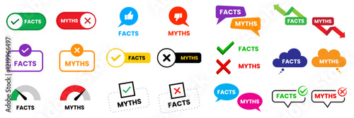 facts and myths icon set. vector illustration