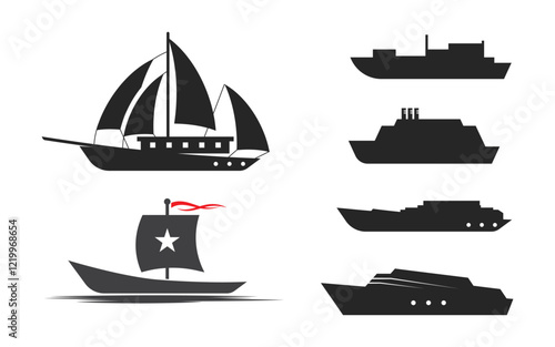 Cruise ship Logo Template vector icon illustration design