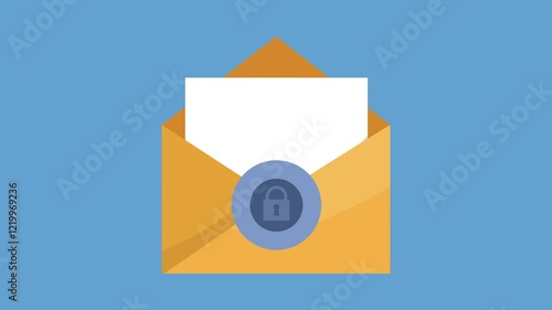 Cyber Security Padlock In Envelope 2d Animation with Alpha Matte photo