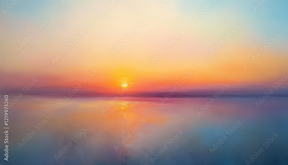 Obraz premium Soft Dreamy Landscape Painting Blurred Sunset Pastel Colors Impressionist Style