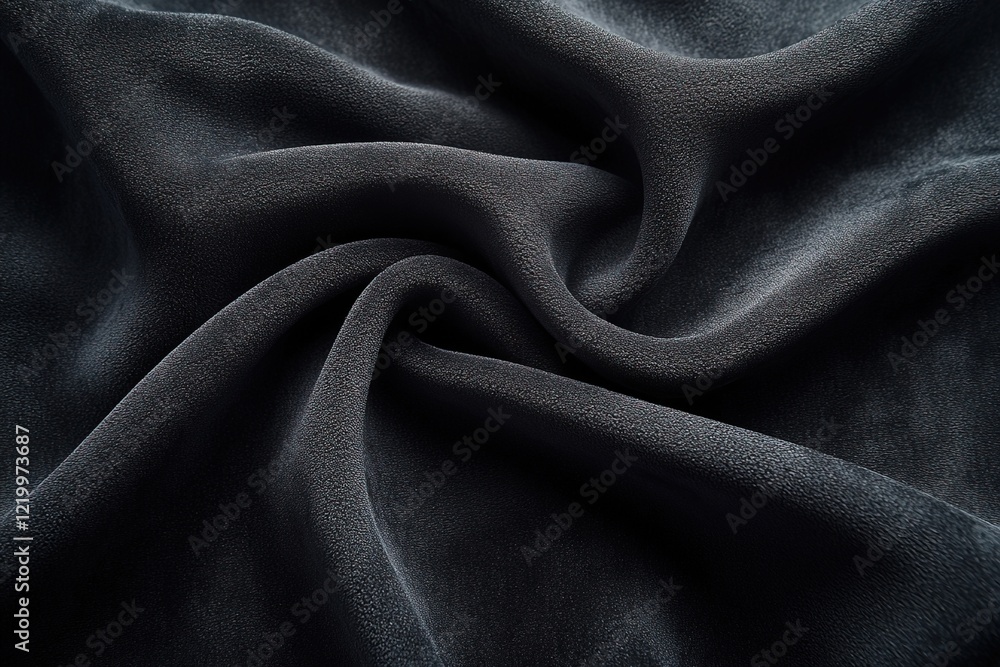 Fototapeta premium Dark gray fabric draped and folded on surface