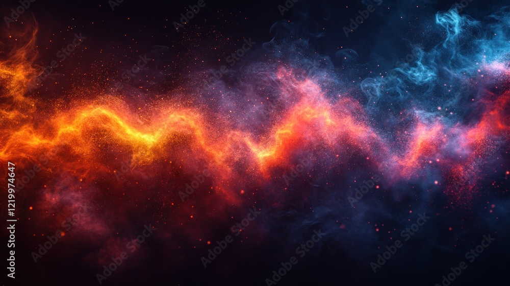Fototapeta premium Cosmic Nebula: A Fiery Dance of Celestial Colors