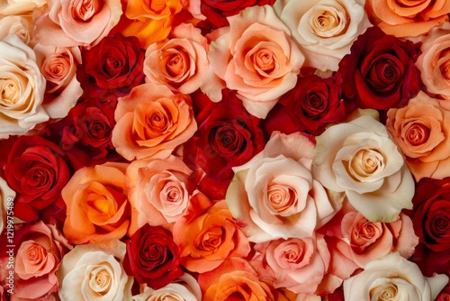 Colorful assortment of roses in various shades arranged beautifully for decoration and gifting purposes