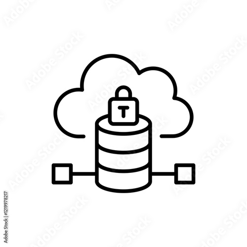 Database security outline icons, minimalist vector illustration ,simple transparent graphic element .Isolated on white background