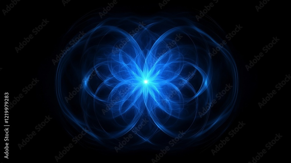 Abstract Blue Energy Field, Glowing Floral Pattern Abstract Blue Energy Field, Glowing Floral Pattern